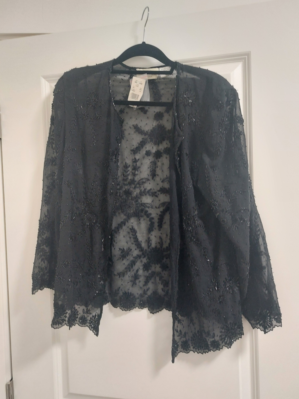Vintage Laura Petites NWT Sheer Beaded Cardigan Jacket